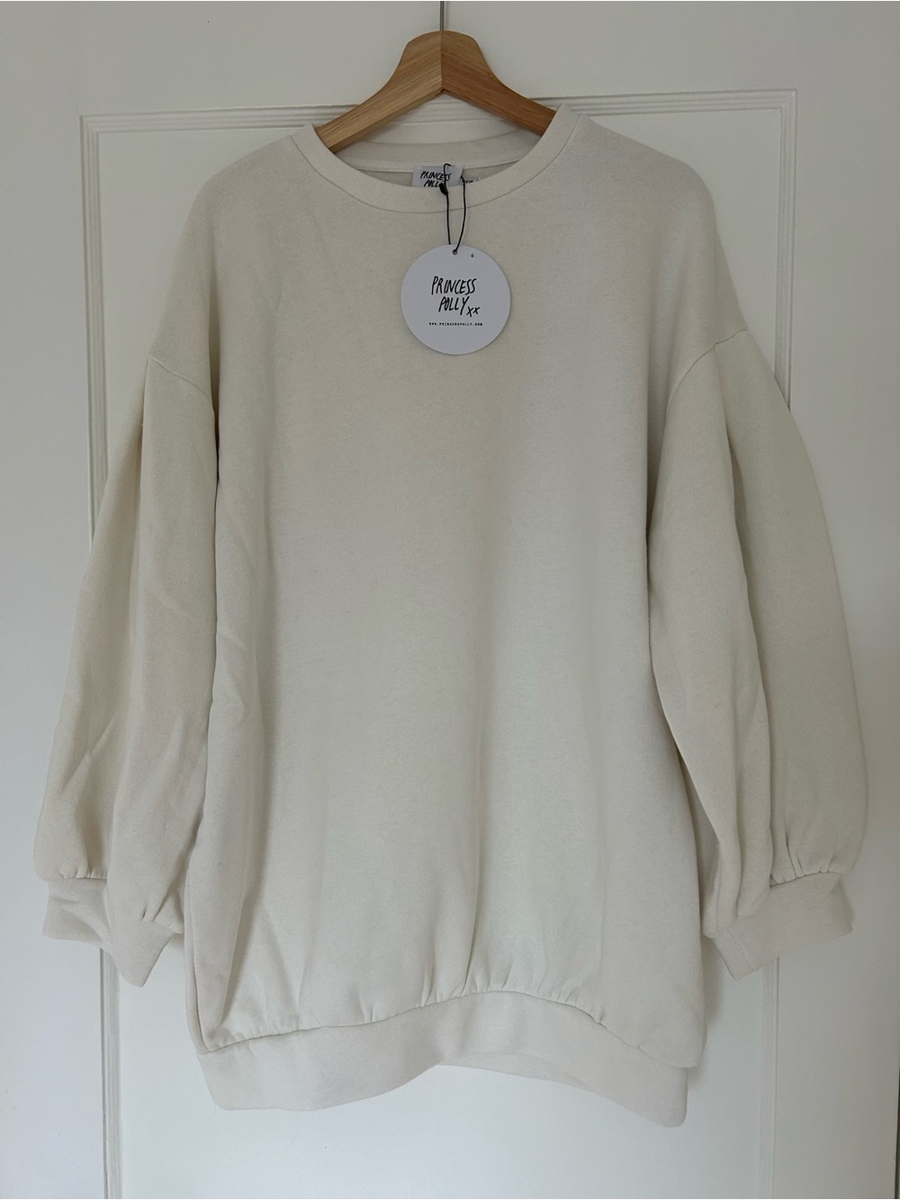 Princess Polly Balloon Sleeve Sweatshirt in Cream